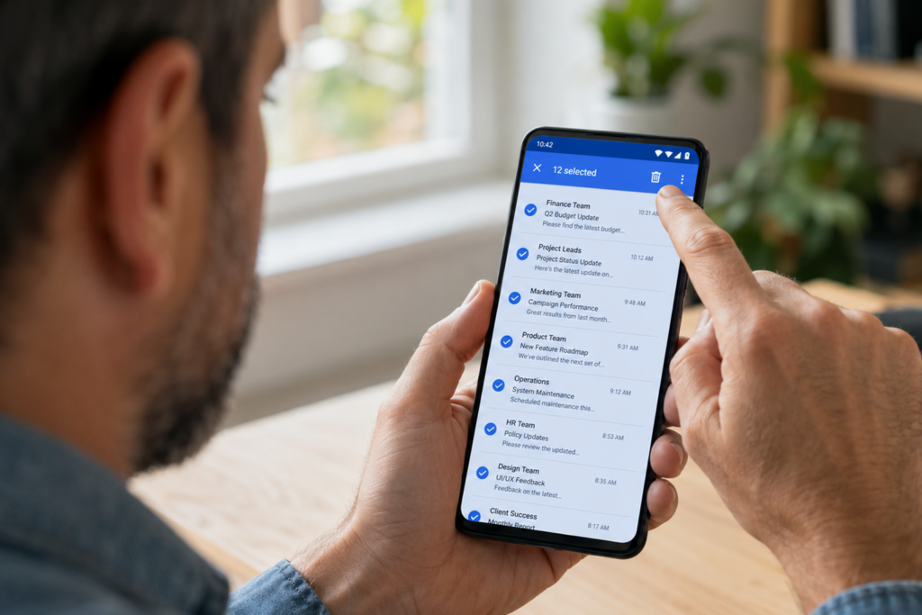 man deleting emails