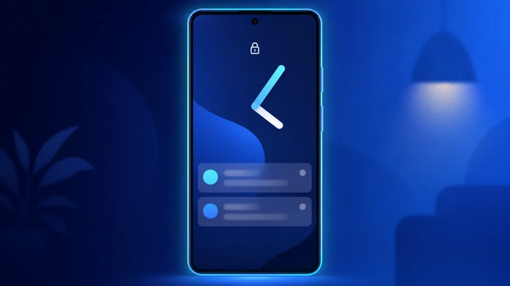 Android lock screen showing a clock, padlock and notifications with message previews hidden for privacy