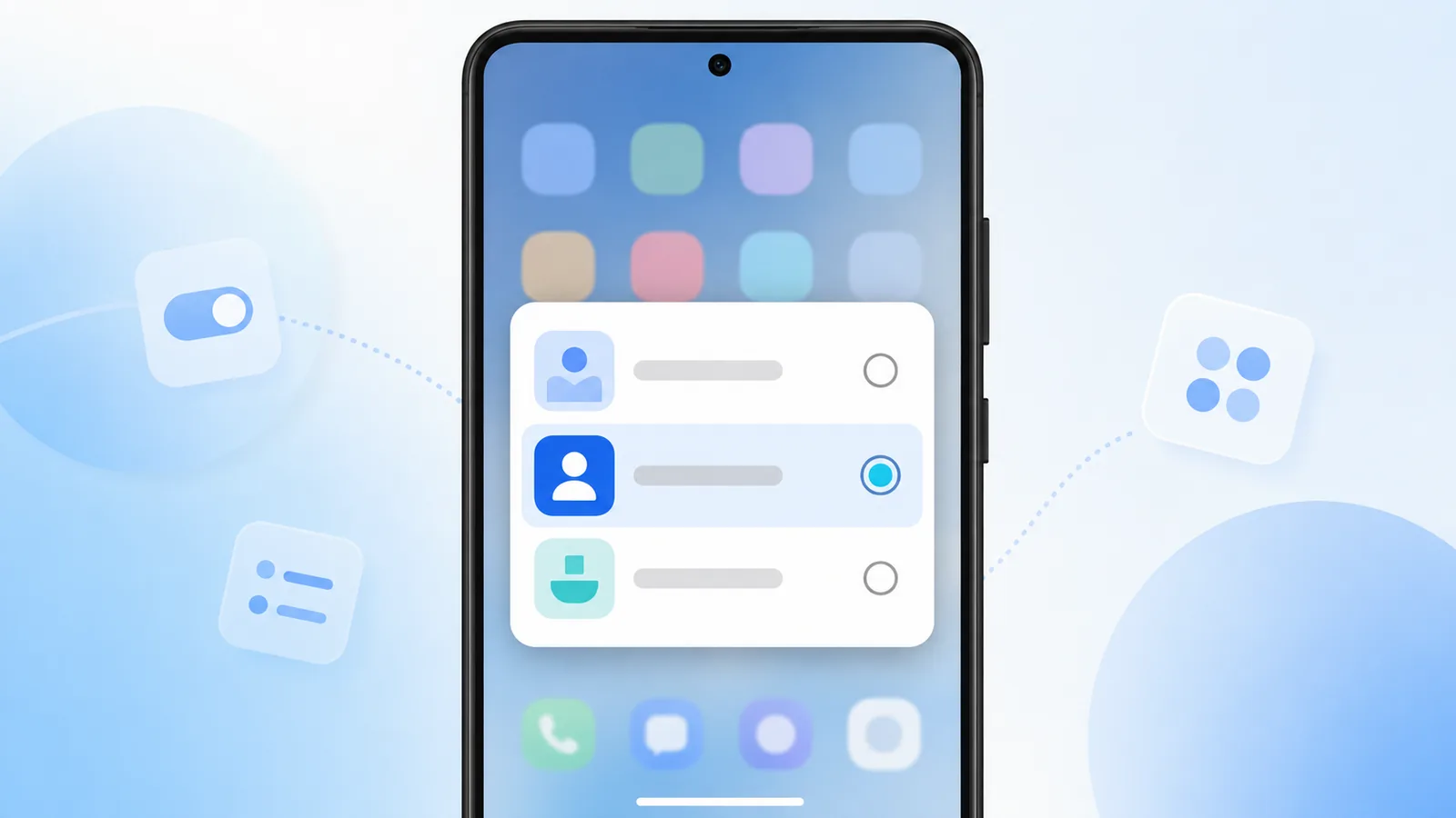 Android default launcher chooser dialog listing installed home apps with one option selected